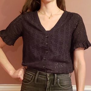 Madewell Eyelet Village Ruffle Sleeve 